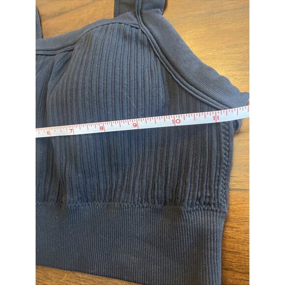 Aerie Ribbed Longline Highneck Padded Black Bralette Wmn Sz S Comfort Athleisure - Picture 4 of 6